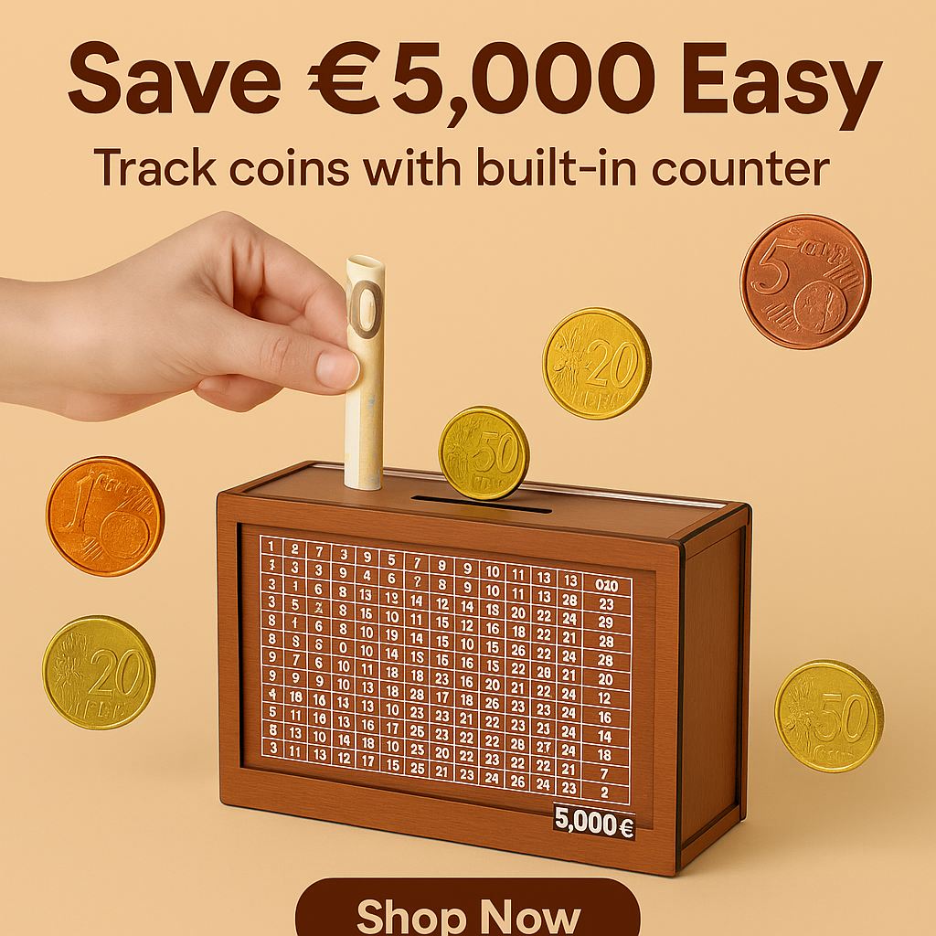 Euro Money Box Wooden Piggy Bank