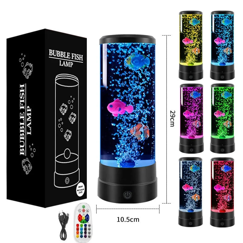 LED Fish Lamp Ambient Night Light Remote Control Color Changing Decorative Lights