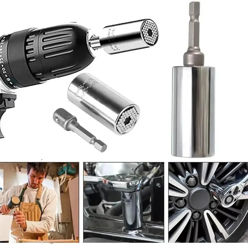 7-19mm Universal Socket Wrench Set, Multi-Function Power Drill Adapter,