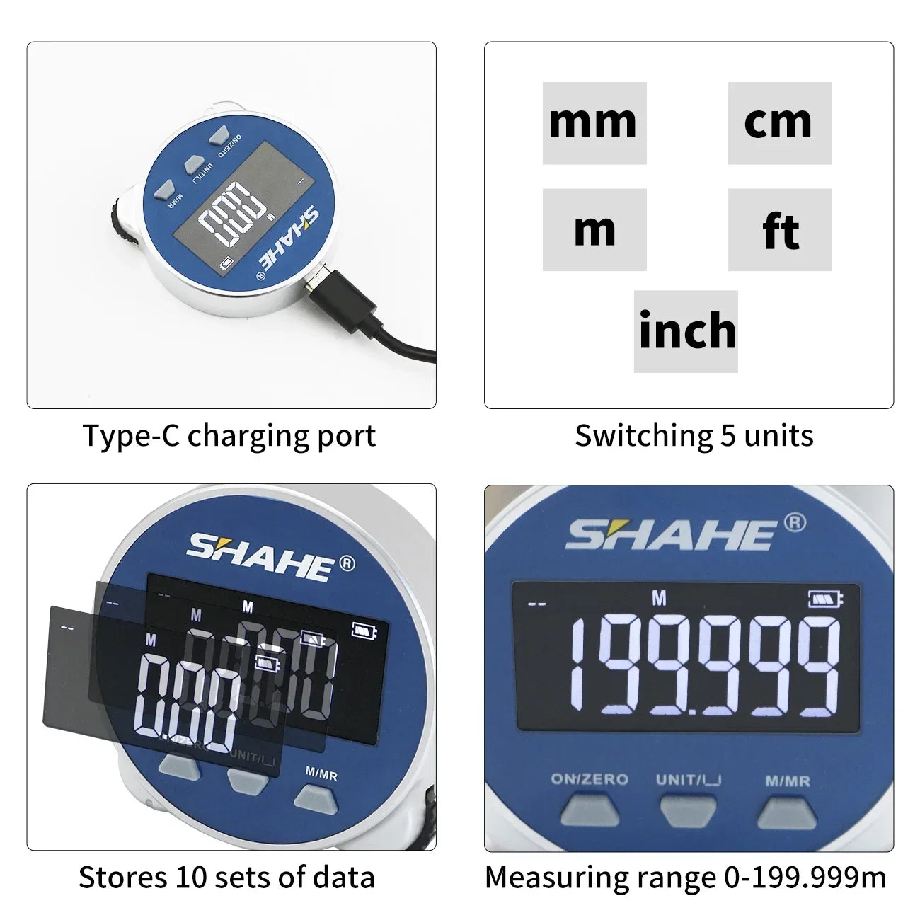 SHAHE Electronic Ruler LCD Display High Accuracy Handheld Length Measuring Tool