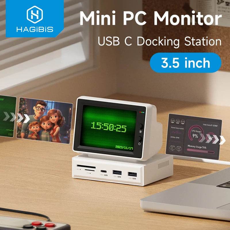 Hagibis 3.5inch IPS Mini Screen AIDA64 Mini PC CPU RAM HDD Data Monitor Display