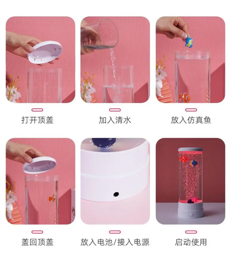 LED Fish Lamp Ambient Night Light Remote Control Color Changing Decorative Lights