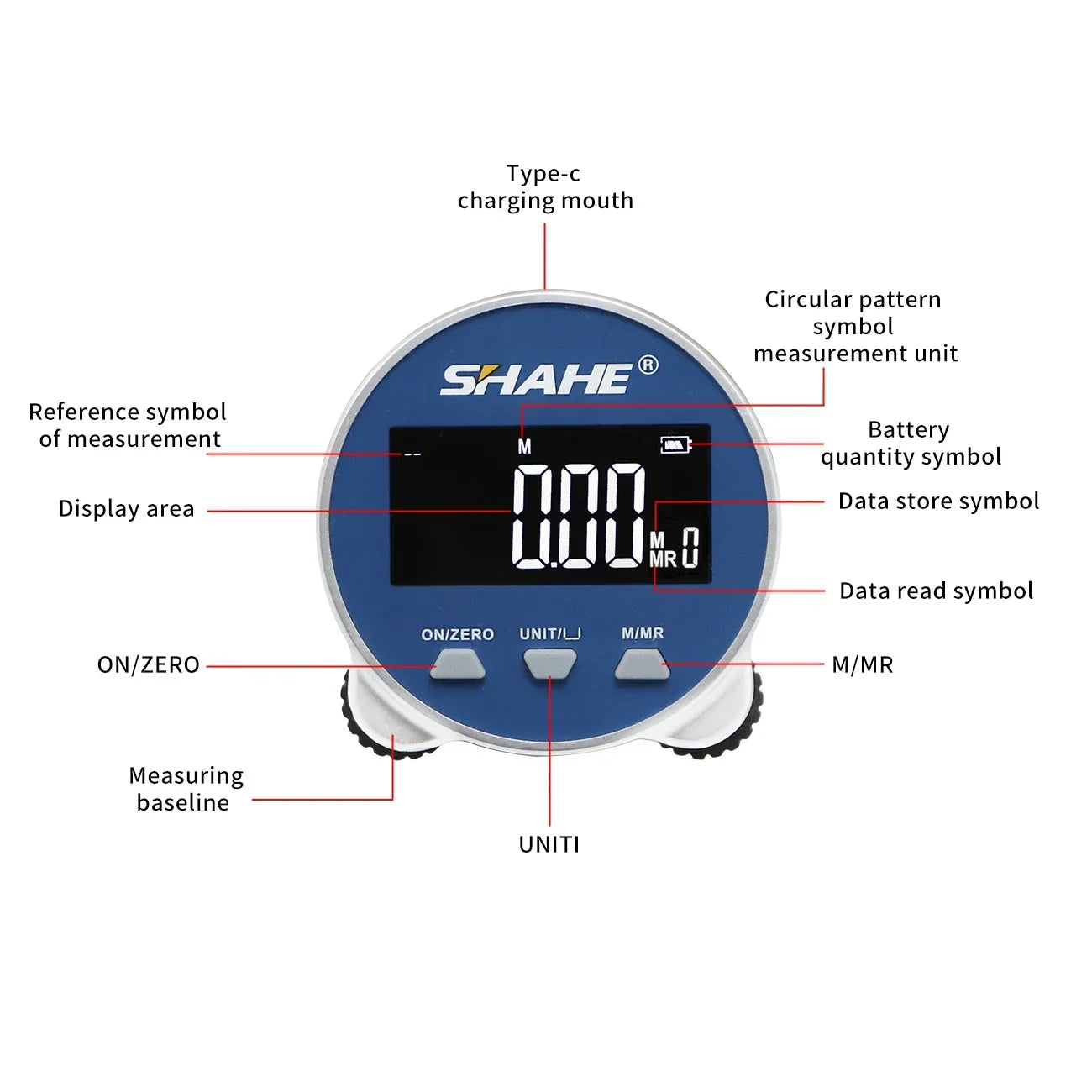 SHAHE Electronic Ruler LCD Display High Accuracy Handheld Length Measuring Tool