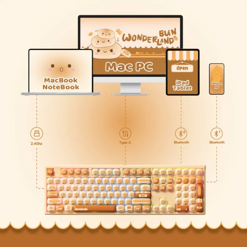 Akko MonsGeek MG108B Bun Wonderland Wireless Mechanical Keyboard
