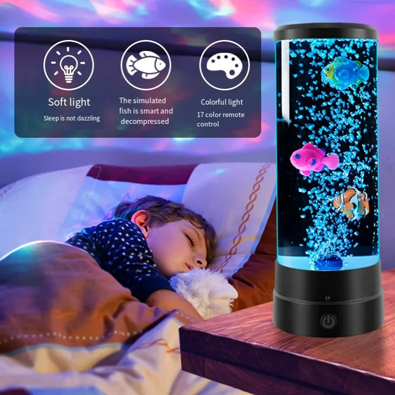 LED Fish Lamp Ambient Night Light Remote Control Color Changing Decorative Lights